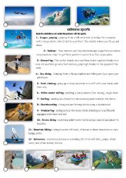 English Worksheet: Extreme sports