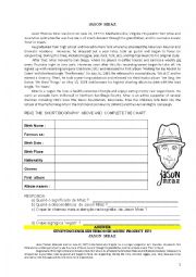 English Worksheet: Biography of Jason Mraz - text and questions