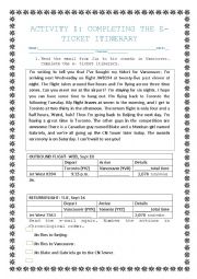 English Worksheet: E-TICKET ITINERARY