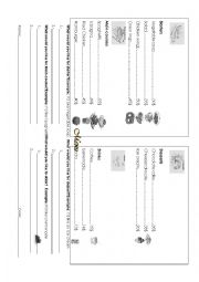 English Worksheet: Menu 