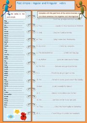 Past simple practice regular and irregular