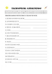 English Worksheet: Decrypting Astronomy