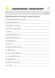 English Worksheet: Decrypting Astronomy