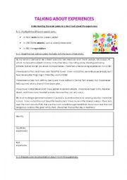 English Worksheet: Talking about Experiences