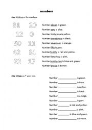 English Worksheet: number 0-50