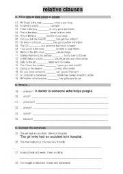 English Worksheet: Relative clauses - relative pronouns