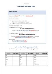 Past Simple - Irregular Verbs; Matching 