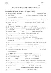 English Worksheet: present perfect