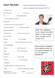 English Worksheet: Song by Calum