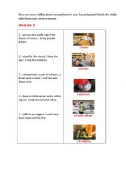 English Worksheet: JOB RIDDLES