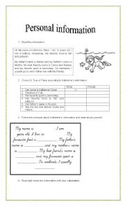 English Worksheet: personal information