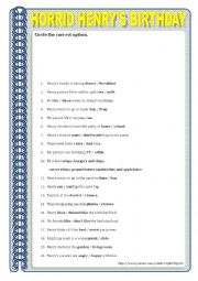 English Worksheet: Horrid Henrys Birthday