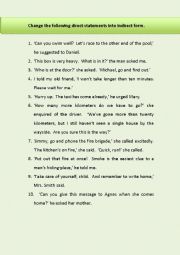 English Worksheet: Reported Speech