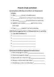 Present Simple worksheet