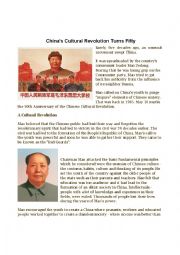 English Worksheet: Chinese cultural revolution