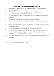 English Worksheet: first aid true and false