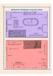English Worksheet: Look at the bedrooms! What are the differences between them?