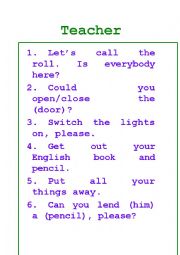 English Worksheet: classroom