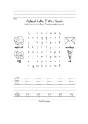 Alphabet letter E word search