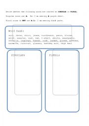 English Worksheet: Plural and Singular Clothing 