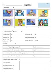 English Worksheet: daily routine and present simple test