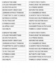 English Worksheet: Popular sayings