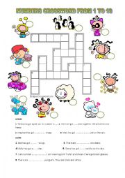 English Worksheet: Numbers 1-10 crossword