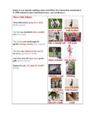 English Worksheet: THREE KITTENS (a poem) TPR method