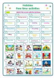 English Worksheet: Hobbies and free time activities Part 2