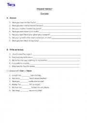 English Worksheet: Present Perfect Exercises