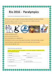 English Worksheet: Paralympic Games -2016