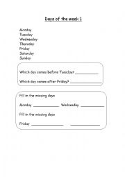 English Worksheet: days of the week 