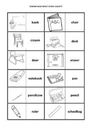 English Worksheet: Domino Game About School Sujects
