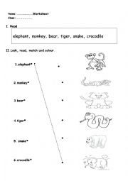 animals worksheet