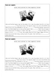 English Worksheet: Read and complete - Alice in Wonderland