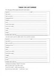 English Worksheet: Things I did 