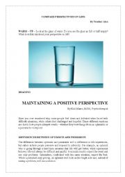 English Worksheet: Compare perspectives on life