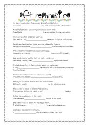 English Worksheet: PET Rephrasing