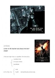 worksheet on The dark Knight arise film