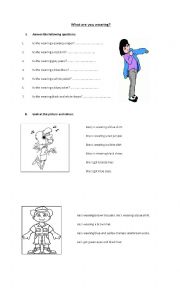 English Worksheet: What are you wearing?