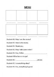 English Worksheet: Menu Activity