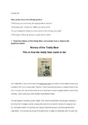 English Worksheet: The History of teddy bears 