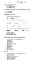 English Worksheet: yes/no questions