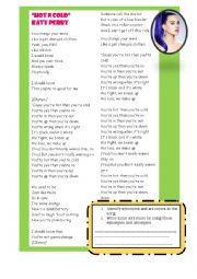 English Worksheet: Hot n cold activity song