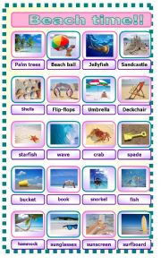 English Worksheet: beach time