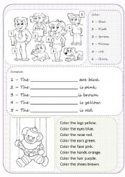 English Worksheet: Clothes - Parts of the body