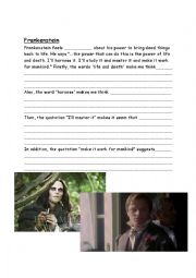 English Worksheet: Frankenstein cloze