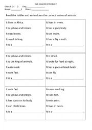 English Worksheet: Animal Riddle
