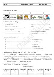 Consolidation tasks for 6th formers (Tunisian primary school)