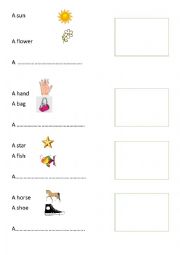 English Worksheet: Compound Word Reading Sheet A sun, a flower